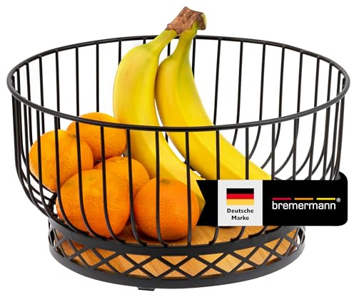 bremermann Obstkorb, Obstschale rund, Ø ca. 28,5 cm, schwarz matt, Bambusboden