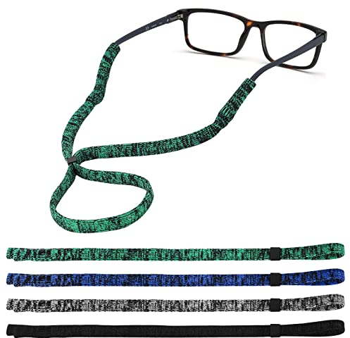 LUCKNIGHT 4 Pcs Glasses String, Spectacles Cord, 4 Colours Glasses Lanyard, Sunglasses Strap, Spandex Adjustable Non-Slip Eyewear Retainer for Running, Swimming, Reading And Outdoor Sports