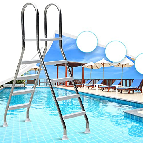 BOTOWI Escalera de Piscina de 132 cm de Altura, escaleras de Piscina para Piscinas elevadas, Escalera de Piscina de Acero Inoxidable 304 con escalones de plástico Antideslizante,máxima 500 LB
