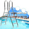 BOTOWI Scala per piscina alta 132 cm, scale per piscine per piscine fuori terra, scala per piscina in acciaio inossidabile 304 con gradini in plastica antiscivolo,massima 500 libbre