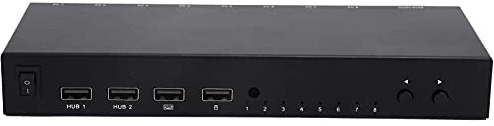 Bewinner Out KVM Switch, 4K KVM Switch 8 Port, 8 USB2.0 Hub, Unterstützt und USB2.0 Gleichzeitige Nutzung, DDC Funktion, Fernbedienung für Extended Display