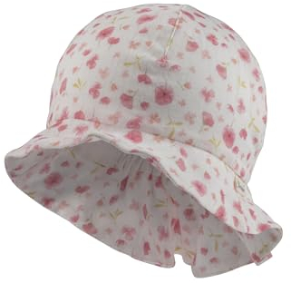 Sterntaler Sonnenhut Blumen - Schirmmütze Kinder mit Nackenschutz - Sommerhut Mädchen aus anschmiegsamem Bio -Baumwolle - Sonnenhut Kinder mit Aufdruck - gefüttert mit Batist - ecru, 51