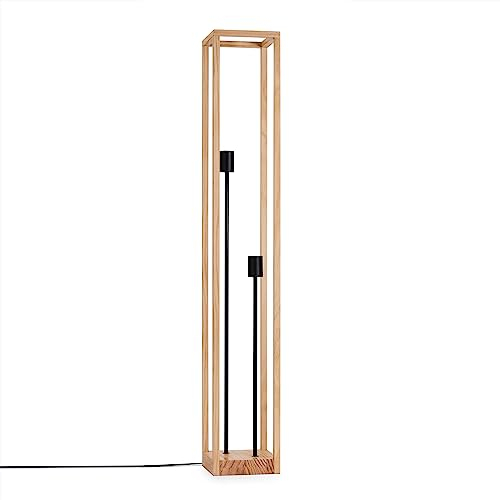 Paco Home Pendelleuchte Deko Wohnzimmer Hängelampe Esszimmer Leuchte Esstisch Lampe Schlafzimmer Lampenschirm Holz E27, Lampenart:Stehleuchte, Farbe:Holz