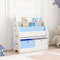 [en.casa] Kinderregal Neda Bücherregal für Kinder mit 3 Ablagefächern Koala-Motiv Spielzeug Aufbewahrungsregal mit 2 Faltboxen Kinderzimmerregal stehend 74 x 71 x 23 cm Weiß/Grau/Blau