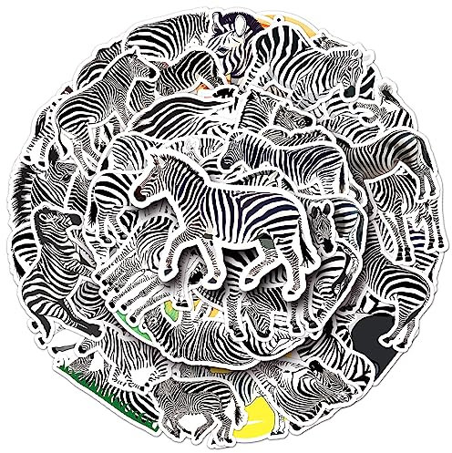 Zebra Aufkleber für Laptop (50 PCS),Geschenk für Kinder Jugendliche Erwachsene Jungen,Tiere Zebra Stickers Wasserdicht Vinyl Aufkleber für Scrapbook,Skateboard,Auto,Gepäck