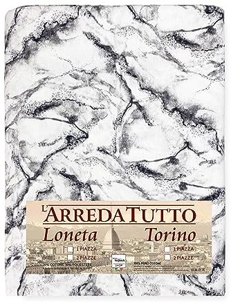 Tex family Telo ARREDO copritutto Gran Foulard COPRILETTO copridivano Tessuto LONETA (Marmorizzato Bianco, 2 Piazze)