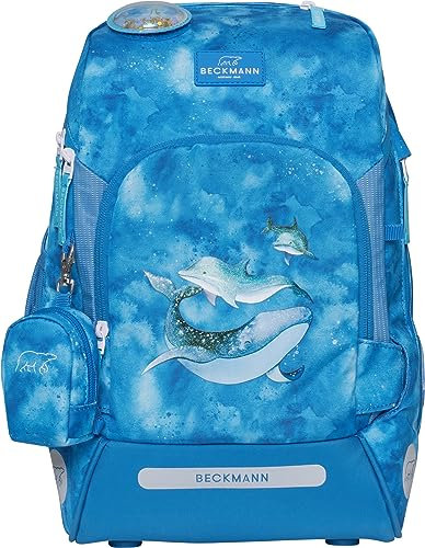 Beckmann, Schulrucksack Active Air FLX Ocean, Grundschule, 1. Klasse, inkl. Regenüberzug, 20-25L, Blue