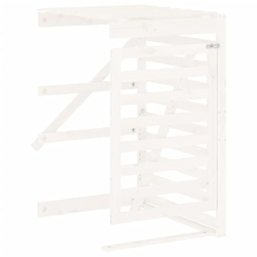 vidaXL Wheelie Bin Storage Extension Shed - Expandable Solid Pine Wood Construction, Ventilated Design, Lockable Lid, Easy to Assemble - White