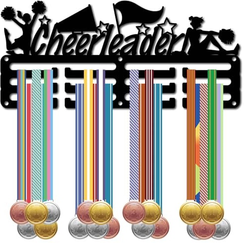 CREATCABIN Cheerleader-Medaillenaufhänger,Medaillenhalter,Präsentationsständer,Sport-Metallaufhänger,Auszeichnungen,Eisen,Kleine Halterung,Dekoration Für Die Zuhause,Rennen Schwimmen,Schwarz,29x13cm