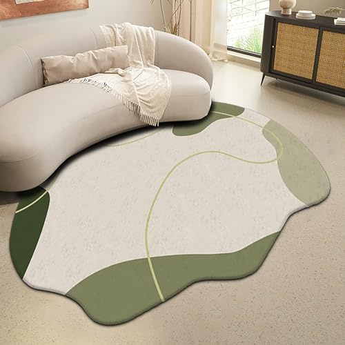Modern, unregelmäßig geformter Teppich, rutschfeste Kunstwolle-Teppich, flauschig, oval, waschbarer Innenteppich (Brand: B, Size: 80x120cm)