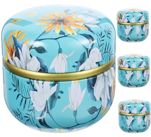 Garneck 4 Stück luftdichte Blechdose facilitation lagercontainer Trockenfutter Kerzengläser selber machen Teekanister Verschließen von Teedosen Jahrgang Lose Blätter Süßigkeitenglas Eisen