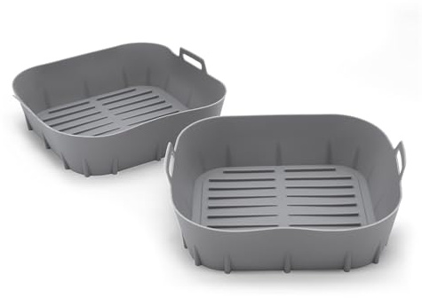 Spetebo Airfryer Silikonkorb eckig 20 cm 2er Set | BPA-frei, Wiederverwendbar, Kunststoff Backform, Für Heißluftfritteuse