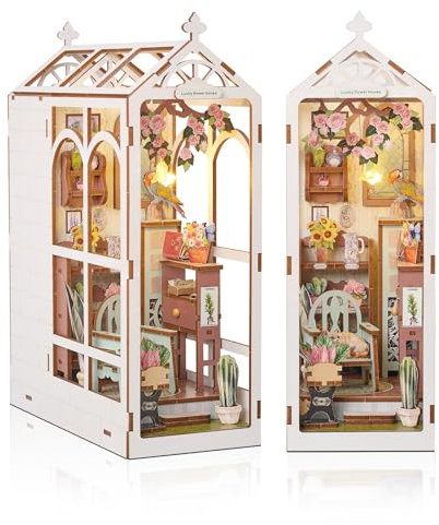 Cuteefun DIY Book Nook Kit, Insert D'étagère à Livres DIY, Mini Maison de Poupée DIY, étagères Décoratives Faites Votre Propre Artisanat Maison Modèle Anniversaire (Maison de Jardin)