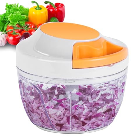 Manual Food Processor Vegetable Chopper, Portable Hand Pull String Garlic Mincer Onion Cutter for Veggies, Ginger, Fruits, Nuts, Herbs, etc.