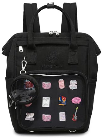 CHERRY SAUCE Ita Bag Pin Kawaii Cute Display Mommy Rucksack für Schule Anime Cosplay mit Einsatz, Schwarz (Medium), Modern