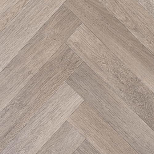 Light Wood Herringbone Effect Magic Vinyl Flooring 2.8mm Thick Lino Roll Bathroom Kitchen (2m Wide x 4m Long)