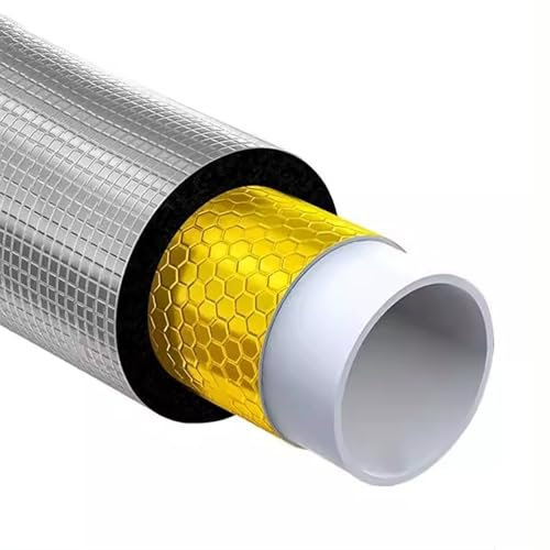LXRHLIKG Rohrisolierung Schaumstoff, Selbstklebende Schalldämmschaumstoff-rohrdämmung mit Aluminiumfolie und Gummi-Kunststoff-Baumwolle(10 * 160mm/0.4 * 6.3in)