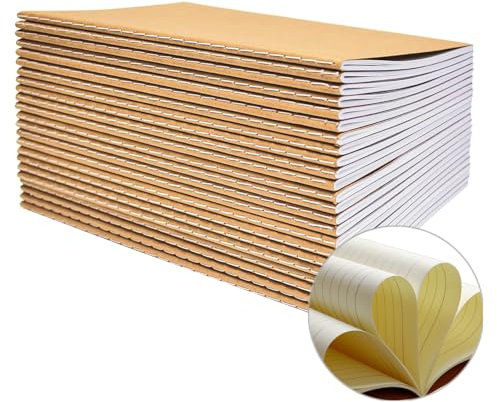 YBCPACK Kraft Notizbuch A5 Liniert, 20 Notizbücher Set, Klein Notizheft mit 60 Seiten (30 Blätter), Notizblock für Büro, Schule & Reisen (21x14cm)