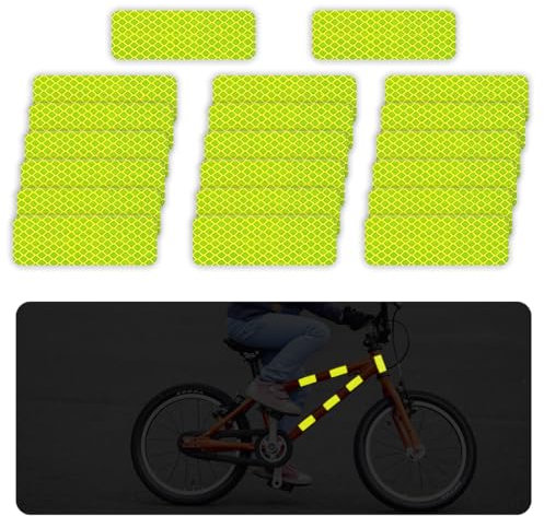 20 Stück Reflektoren für Kinderwagen, Universal Sicherheits Reflektorband Selbstklebend, Geeignet für alle Kinderwagen, Rucksäcke, Fahrräder, Rollstühle - Neon Gelb