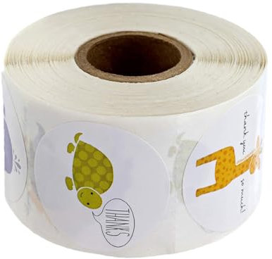 TOGEVAL Umweltfreundliche 1 Rolle Runde Candy Taschen Aufkleber Danke Label Aufkleber Tier Abdichtung Etiketten Decor