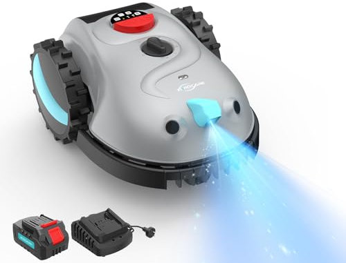 YARDCARE V100 Robot Tagliaerba Senza Filo Perimetrale, Navigazione Visiva, Evita gli Ostacoli(150 tipi), Robot Tosaerba a Batteria da 4,0 Ah con Lama di Ricambio