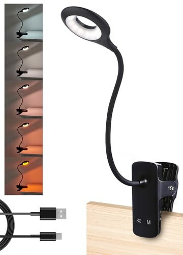 National Lighting Lampe LED à clipser à intensité variable – 4,5 W – Lampe LED à contrôle tactile avec col flexible et pince solide – 5 couleurs et niveaux de luminosité – Lampe de bureau rechargeable