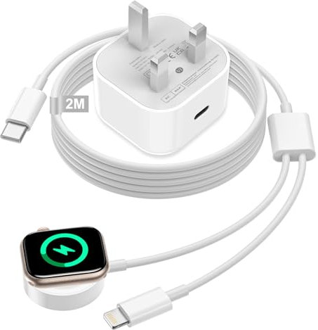2 in 1 Charging Cable for Apple Watch Charger Cable, 20W USB C Plug with iWatch Charger Apple Watch Fast Charger USB C Magnetic Charging Cable for iWatch Series 9/8/7/6/5/4/SE/Ultra,iPhone 14 13 12 11