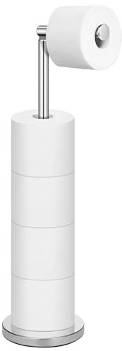 Toilet Roll Holder - Free Standing Folding Paper Holder Stand for Bathroom Toilet Roll Storage Dispenser Holds 5 Anti Rust Stainless Steel Freestanding - Chrome