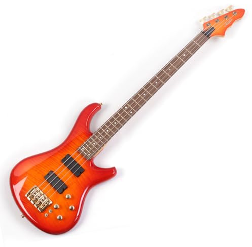 Basso elettrico 4 corde attive Coil Split barrette acero Flame Top acero collo