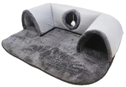 F Fityle Winter Warm Cat Tunnel Bed Autumn Warm Tunnel Mat Portable Comfortable Interactive Toy Playing Hut for Indoor Cats Kitten, L