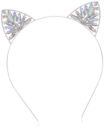 MAJORMENCH Kristall Katzenohren Haarreif mit Strass Verziert Modisches Halloween Party Stirnband aus Langlebiger Legierung Bequemes Cosplay Accessoire für Damen und Karneval