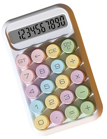 SUNGOOYUE Mechanischer Tastenrechner, Wissenschaftlicher Taschenrechner, Tragbarer Niedlicher Taschenrechner für Prüfungen, Buchhaltungsaufgaben, ABS-Material (White)