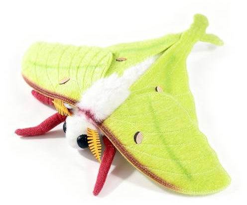 PuffPurrs Chinesischer Lunafalter Plüschtier – Lebensecht 40cm Grüner Seidenspinner Spielzeug, Realistischer Schmetterling Geschenk für Natur- und Wissenschaftsfreunde