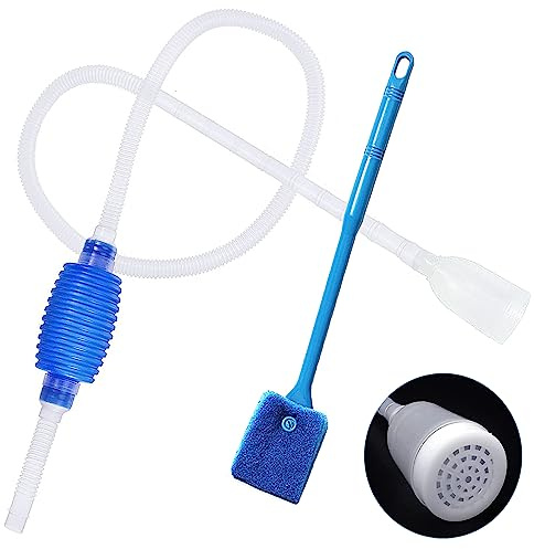 Fenxyo Aquarium Fish Tank Siphon and Gravel Cleaner with Cleaning Brush, Hand Syphon Pump Tool to Drain and Replace Your Water - Easy to Use