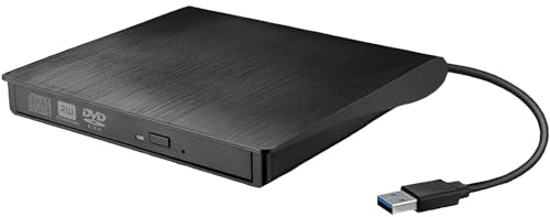 GUOM USB 3.0 External CD DVD Drive, Portable Slim CD DVD Player Burner Writer Rewriter Optical Drive for Laptop Desktop Mac PC Windows 7 8 10 11 XP Mac OS, 8x Read/Write Speed