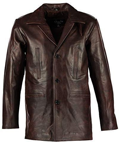 Charlie LONDON Men's Max Payne Real Black Leather Jacket Coat - Distinctive Style with Men's Leather Jackets (UK, Alpha, XL, Regular, Regular, Brown)