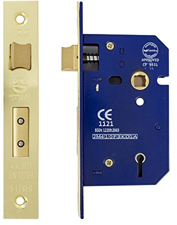 Fire Rated Electro Brass 5 Lever Sashlock 63 mm CE Rated