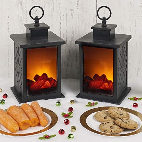 URBNLIVING Kamin LED Brenneffekt Laterne (2)