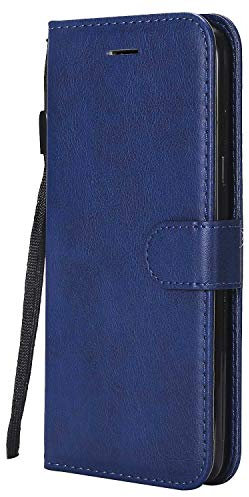 DENDICO Coque pour Galaxy J7 2016, PU en Cuir Coque Portefeuille Étui Housse, Design Classique TPU Coque pour Samsung Galaxy J7 2016 - Bleu Marin