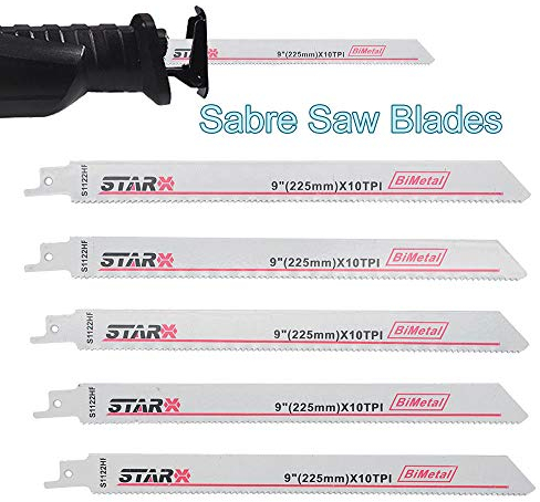 BE-TOOL Lot de 2 lames de scie sabre pour bois, métal et démolition Compatible avec Bosch, Dewalt, Makita, S1122HF 200 mm de long Acier à haute teneur en carbone HCS