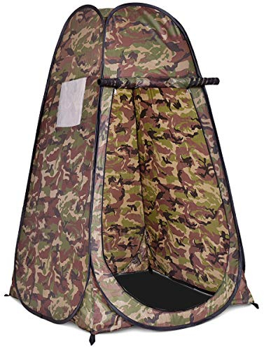 GOPLUS Tente de Douche Simple,Tente d'Abri Instantanée Idéal pour Camping,Piscine,Jardin4 Clous Inclus Montage Transport Facile120x120x190cm (Camouflée)