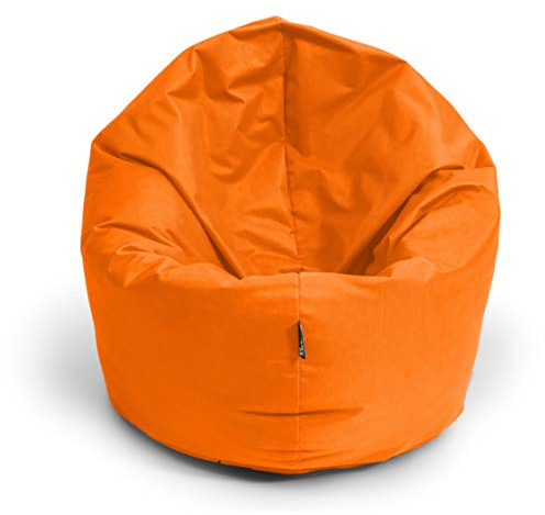BuBiBag Sitzsack L - XXL 2 in 1 mit Füllung Sitzkissen Topfenform Bodenkissen Kissen Sessel BeanBag (145 cm Durchmesser, orange)