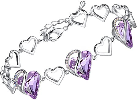 Leafael Bracciale Argento cuore d'amore infinito, bracciali con cristalli curativi, Senza allergie gioielli, Regalo con scatola regalo con estensore catena da 7+2 pollici