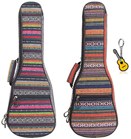 Longteam Print Ukulele Case 10mm Sponge Portable Wasserdichte Ukulelen Tasche Abdeckung Uke Gig Bag mit Zubehör Aufbewahrungstasche (21 Inch Sopran, Böhmisches Gelb)