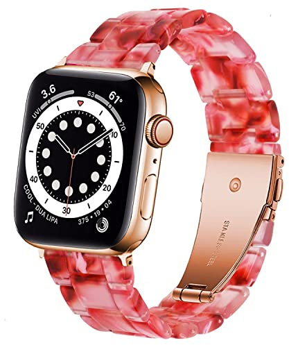 DEALELE Kompatibel mit Apple Watch 49mm 46mm 42mm 45mm 41mm 44mm 40mm 38mm, Buntes Resin Harz Armband Ersatz für iWatch Series 10/9 / 8/7 / 6/5 / 4/3 / SE/Ultra Damen Herren