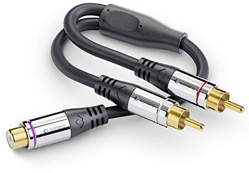 Sonero® Premium Subwoofer Audio Adapter, 0,20m, 2x Cinch Stecker auf Cinch Buchse, schwarz