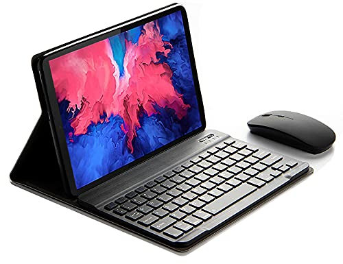 QYiD Funda de teclado para Lenovo Tab P11 11 Full HD Tablet 2020 Release (Modelo: TB-J606F TB-J606X), Funda de piel con función atril y teclado inalámbrico magnético desmontable, color negro