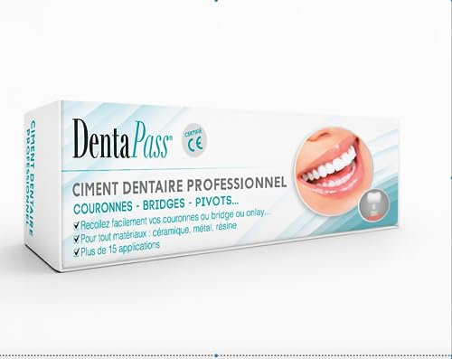 Ciment Dentaire | Colle Dentaire Pour Couronne, Bridge, Dent sur Pivot | Qualité Professionnelle | 15 Utilisations | Application Facile | Certifié CE | Entreprise FR