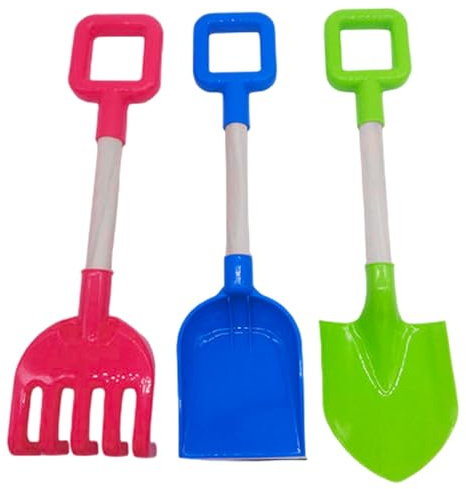 Licsaliwe Juego de Pala de Playa, rastrillo de Pala de Arena de plástico ABS de 3 Piezas con Mango de Madera para Juegos de Arena para niños