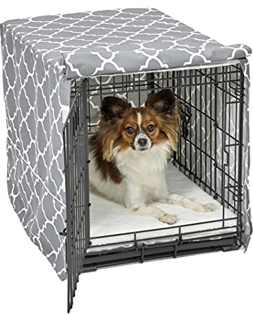 New World BCVR-24GYT Hundebox-Abdeckung, Stoff mit Teflonschutz, für 61 cm große Hundeboxen von New World und MidWest, hellgraues Designer-Muster